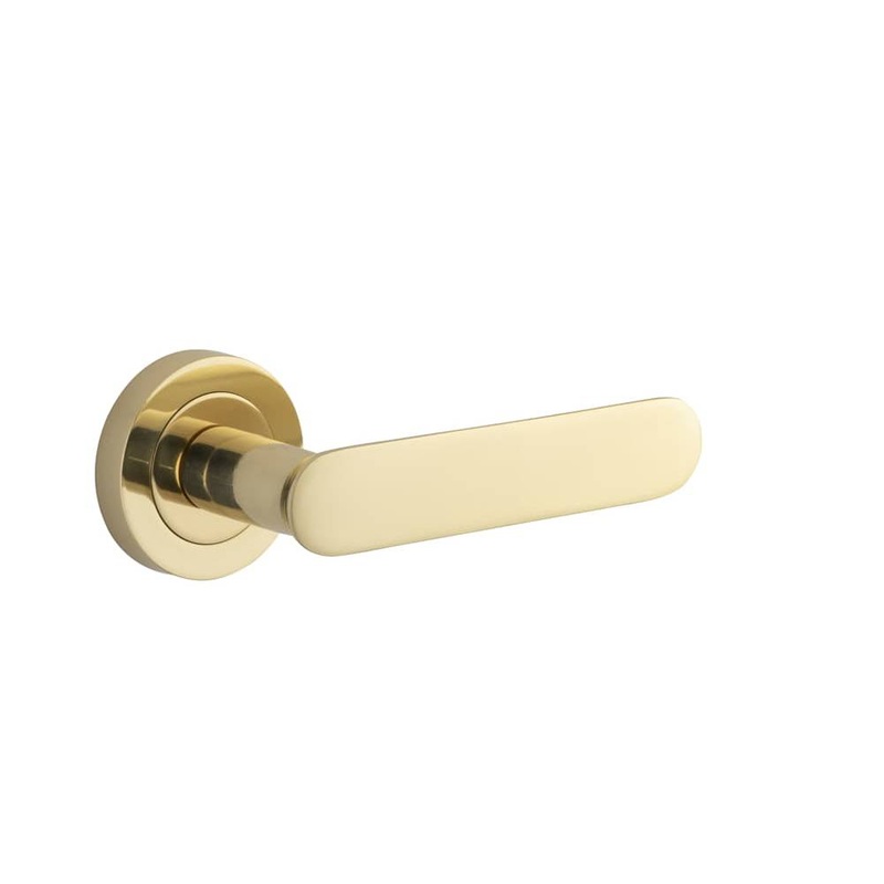 Door Lever Bronte Round Rose Polished Brass