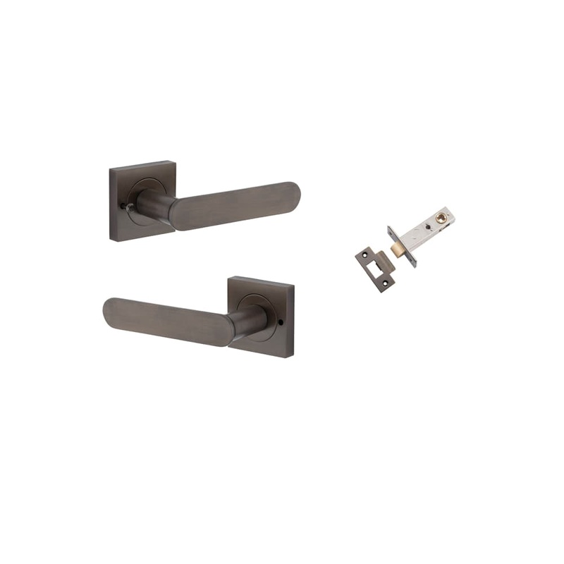 Door Lever Bronte Square Rose Inbuilt Privacy Kit Signature Brass
