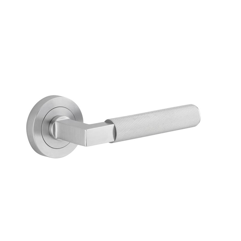 Door Lever Brunswick Round Rose Brushed Chrome