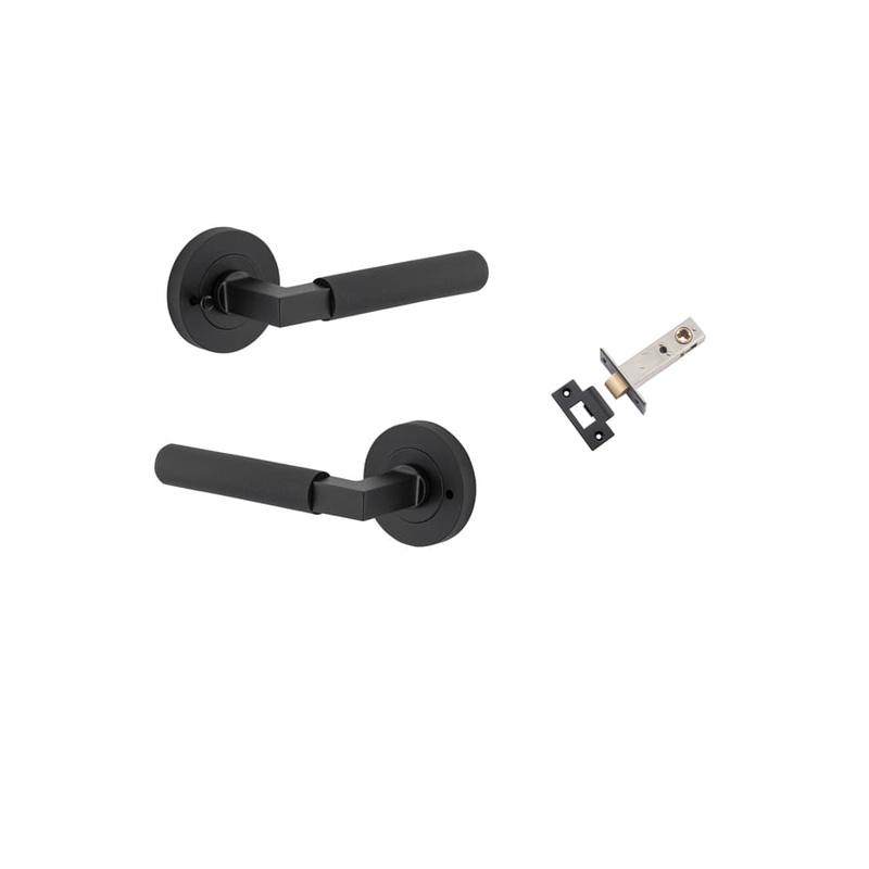 Door Lever Brunswick Round Rose Inbuilt Privacy Kit Matt Black