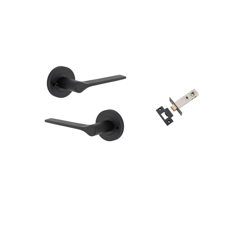 Door Lever Como Round Rose Inbuilt Privacy Kit Matt Black