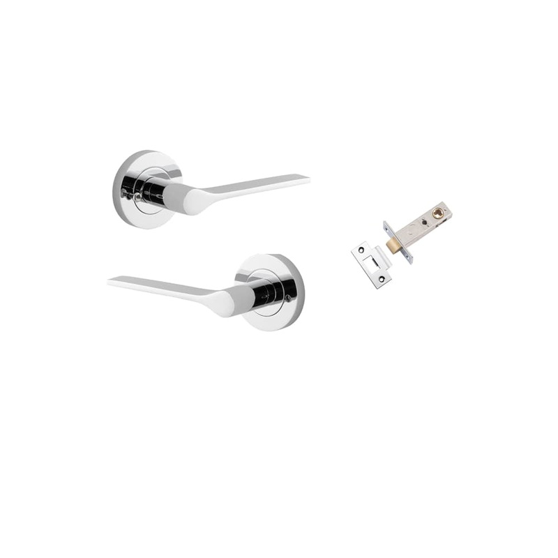 Door Lever Como Round Rose Inbuilt Privacy Kit Polished Chrome