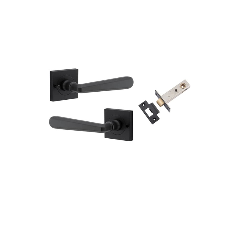 Door Lever Copenhagen Square Rose Inbuilt Privacy Kit Matt Black