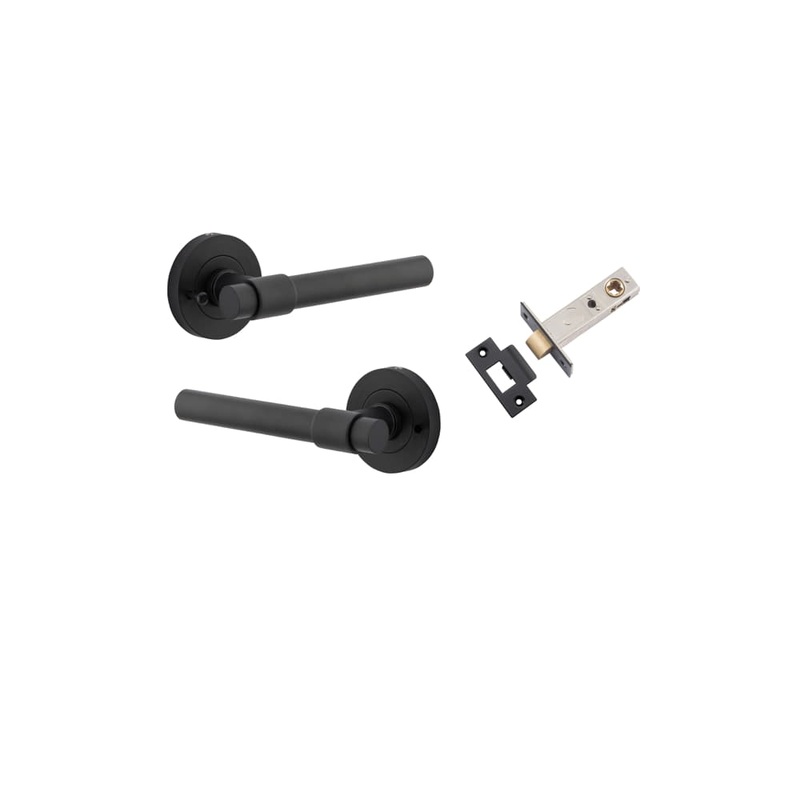 Door Lever Helsinki Round Rose Inbuilt Privacy Kit Matt Black