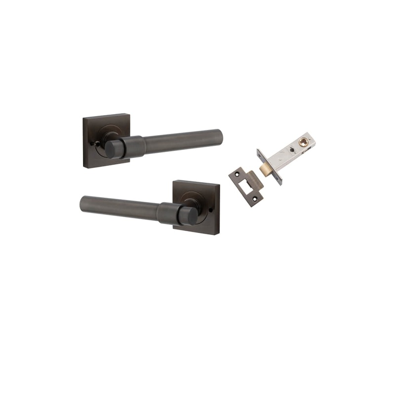 Door Lever Helsinki Square Rose Inbuilt Privacy Kit Signature Brass
