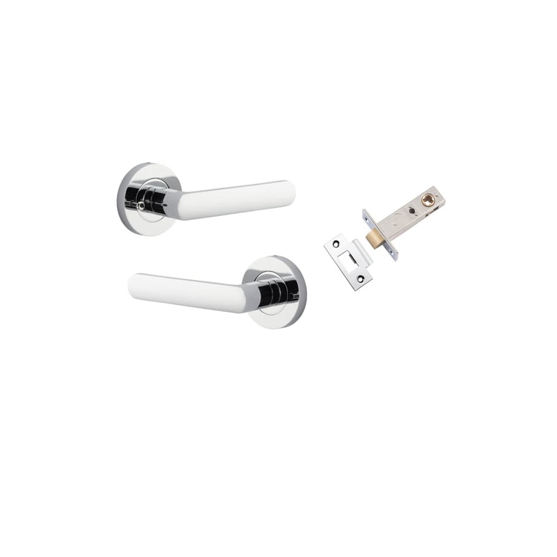 Door Lever Osaka Round Rose Inbuilt Privacy kit Polished Chrome