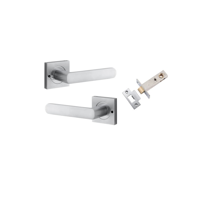 Door Lever Osaka Square Rose Inbuilt Privacy kit Brushed Chrome