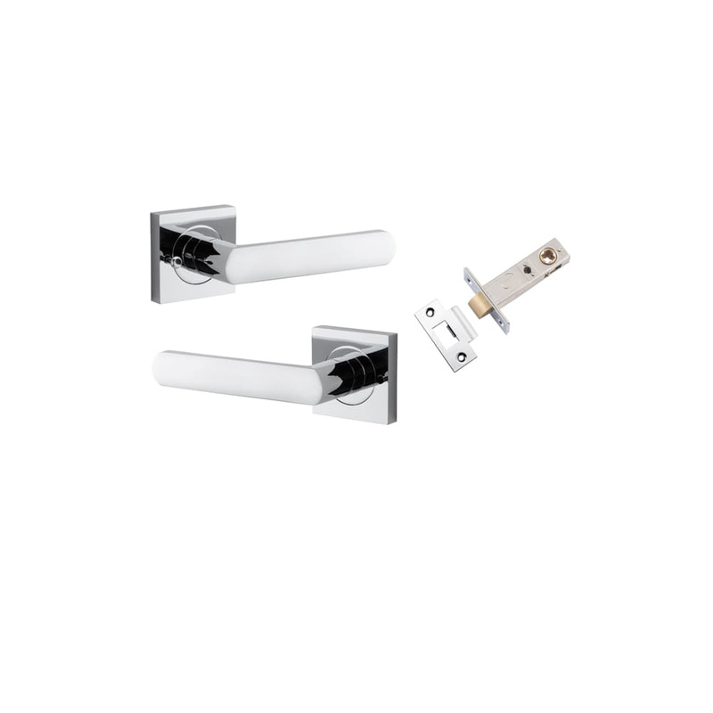 Door Lever Osaka Square Rose Inbuilt Privacy kit Polished Chrome