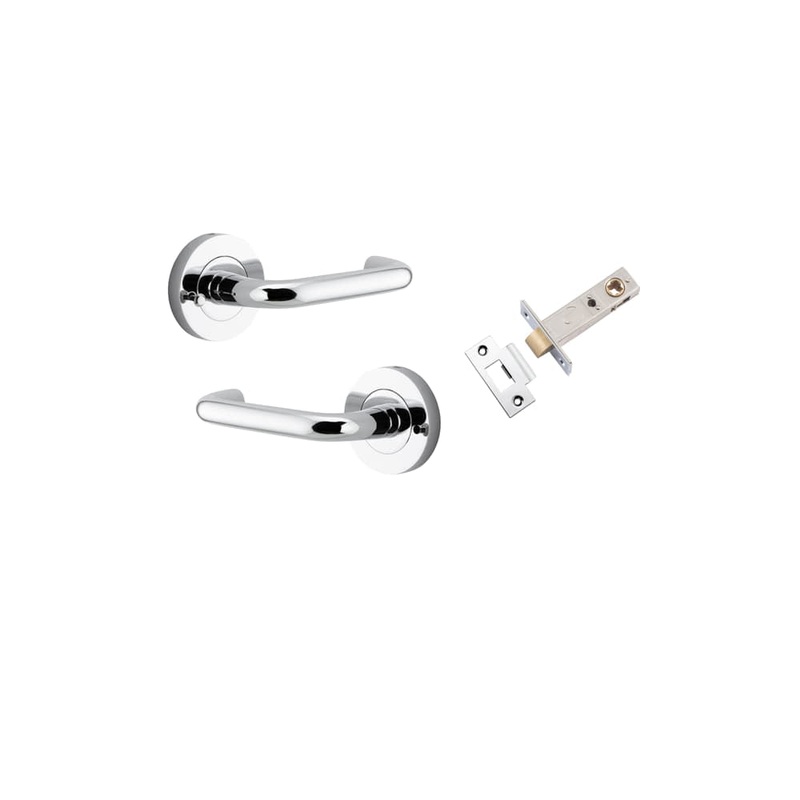 Door Lever Oslo Round Rose Inbuilt Privacy kit Polished Chrome