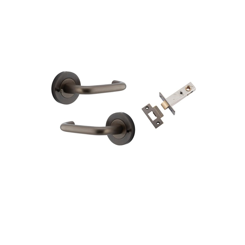Door Lever Oslo Round Rose Inbuilt Privacy Kit Signature Brass