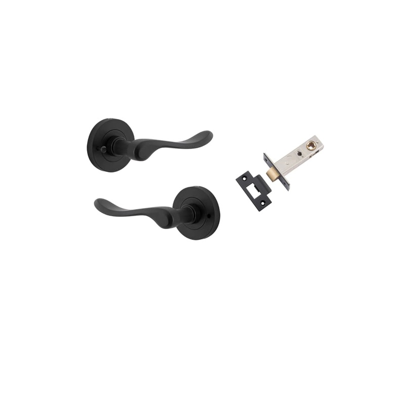 Door Lever Stirling Round Rose Inbuilt Privacy kit Matt Black