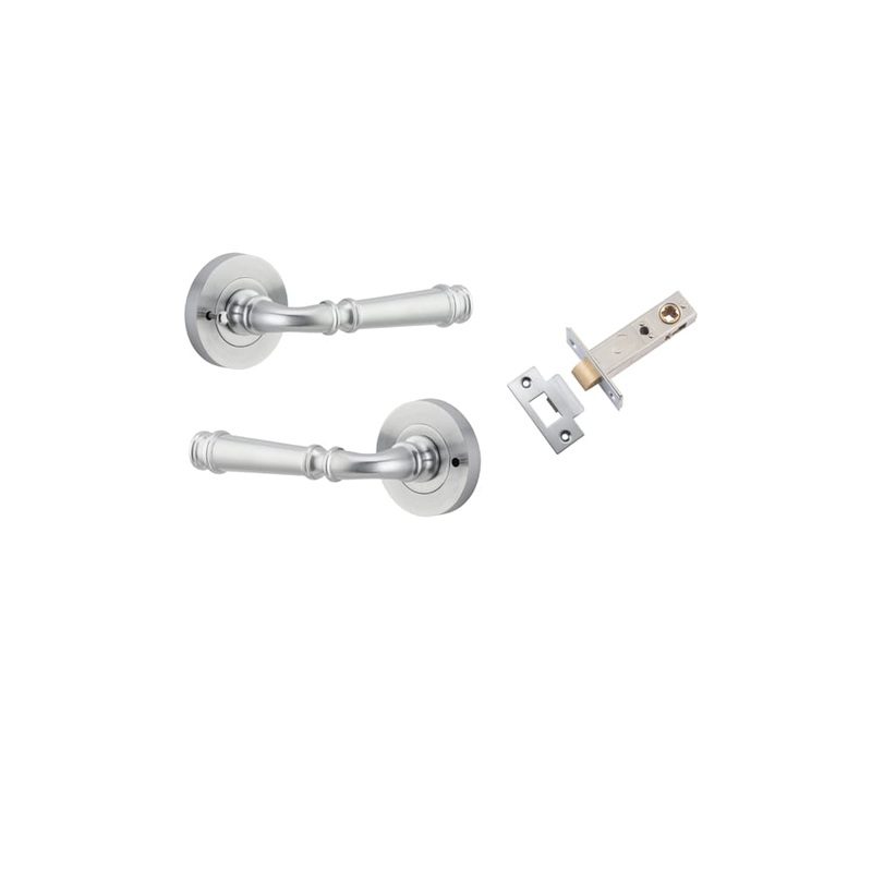 Door Lever Verona Round Rose Inbuilt Privacy kit Brushed Chrome