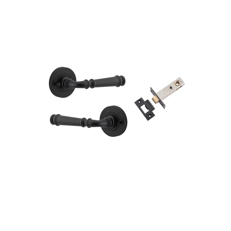 Door Lever Verona Round Rose Inbuilt Privacy kit Matt Black