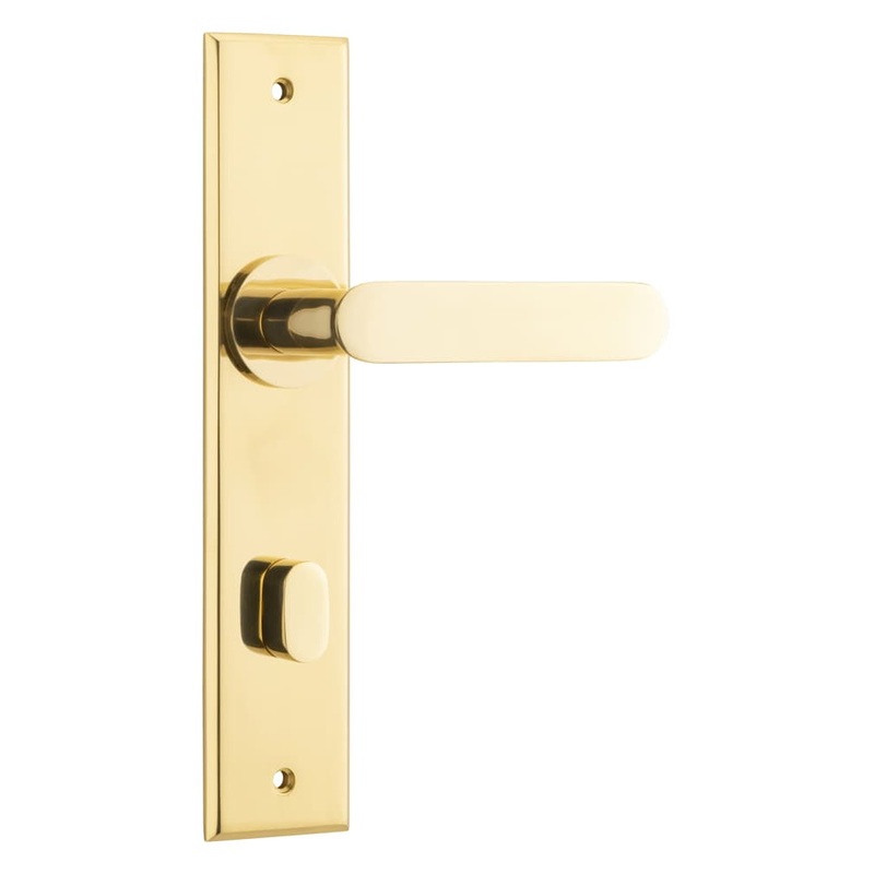 Door Lever Bronte Chamfered Privacy Polished Brass