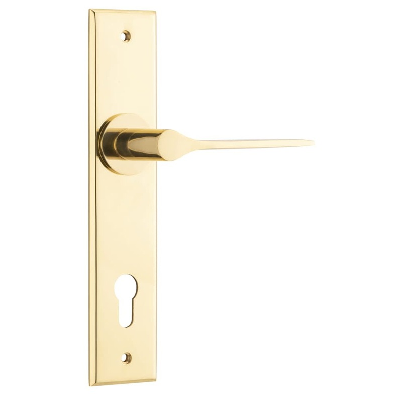 Door Lever Como Chamfered Euro Polished Brass