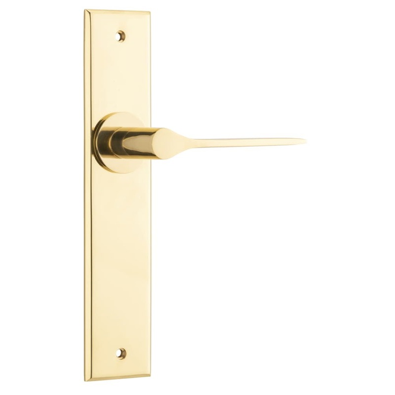 Door Lever Como Chamfered Latch Polished Brass