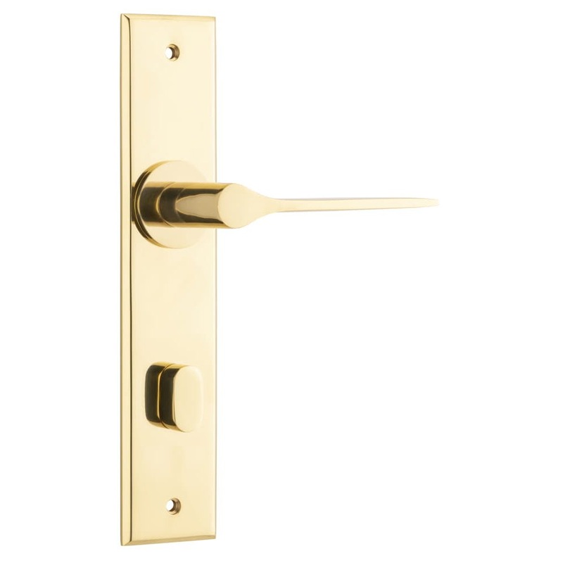 Door Lever Como Chamfered Privacy Polished Brass