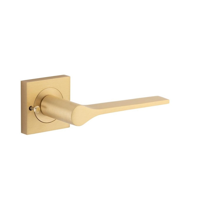 Door Lever Como Square Rose Inbuilt Privacy Kit Brushed Brass