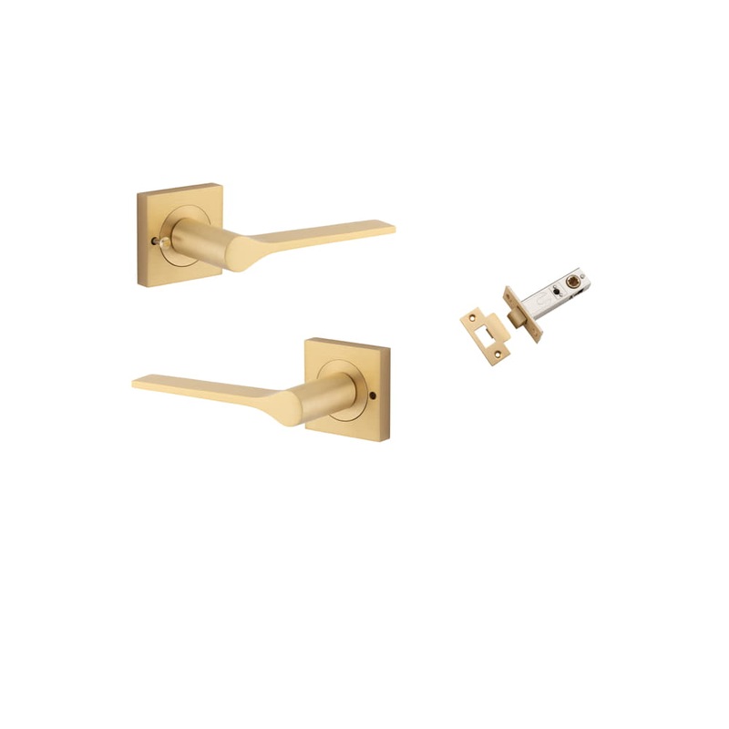Door Lever Como Square Rose Inbuilt Privacy Kit Brushed Chrome