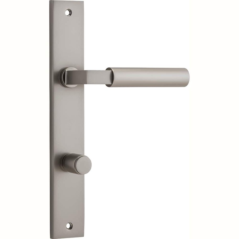 Door Lever Berlin Rectangular Privacy Satin Nickel