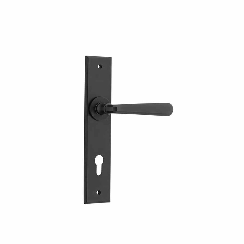 Door Lever Copenhagen Chamfered Euro Pair Matt Black