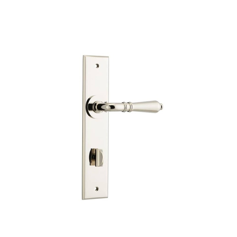 Door Lever Sarlat Chamfered Privacy Polished Nickel