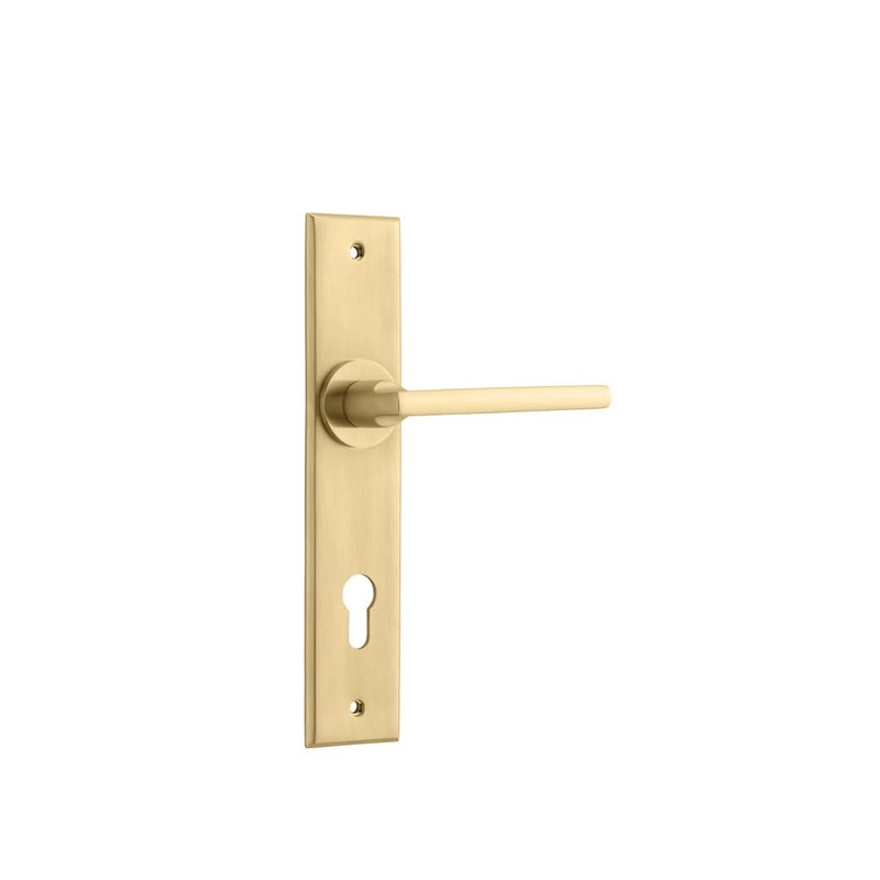 Door Lever Baltimore Chamfered Euro Brushed Brass