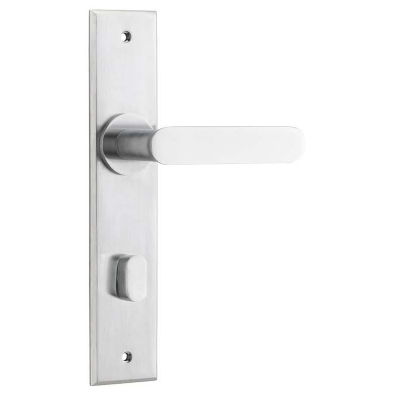 Door Lever Bronte Chamfered Privacy Brushed Chrome H240xW50xP55mm