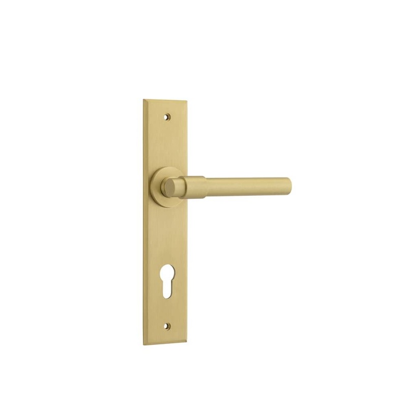 Door Lever Helsinki Chamfered Euro Pair Brushed Gold PVD