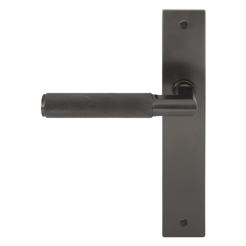 Lumina Diamond Knurled Lever Longplate Passage Set Graphite Nickel