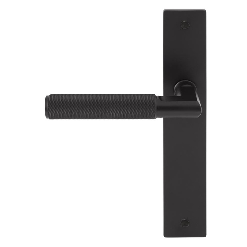 Lumina Diamond Knurled Lever Longplate Passage Set Matt Black