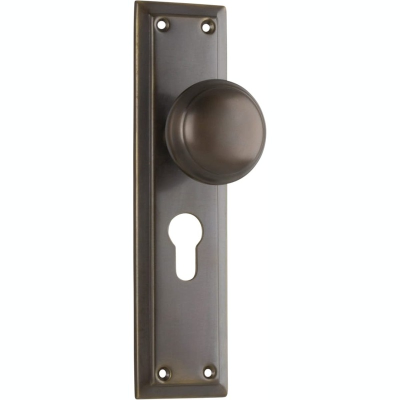 Door Knob Richmond Euro Pair Antique Brass