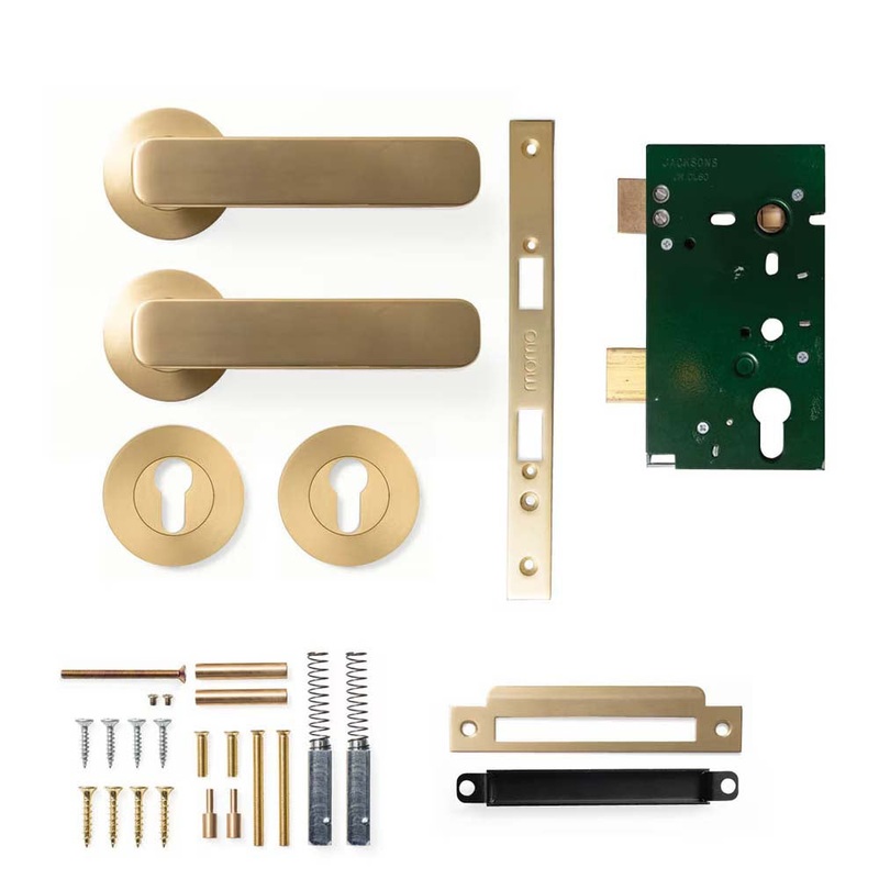 Momo Aspen Lever Mortice Entrance Set – Brushed Satin Brass