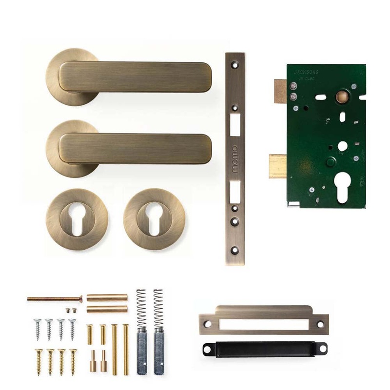 Momo Aspen Lever Mortice Entrance Set – Dark Brushed Brass