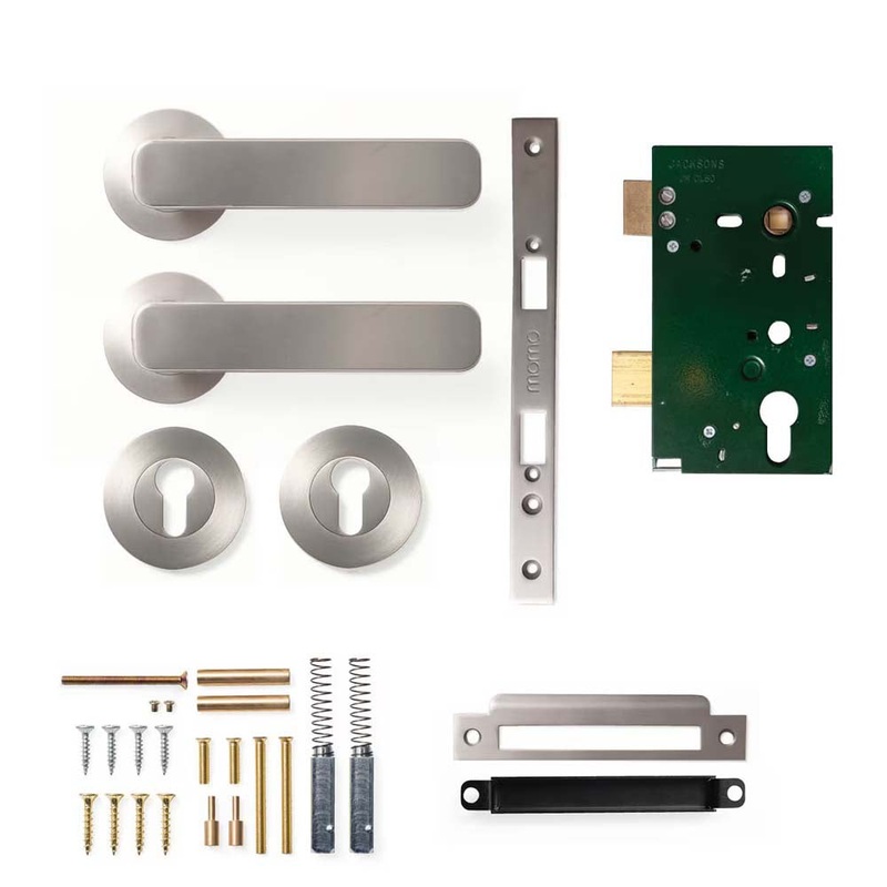 Momo Aspen Lever Mortice Entrance Set – Dull Brushed Nickel