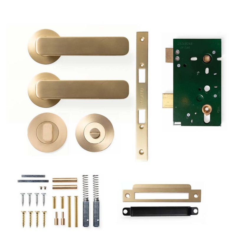 Momo Aspen Lever Mortice Privacy Set – Brushed Satin Brass