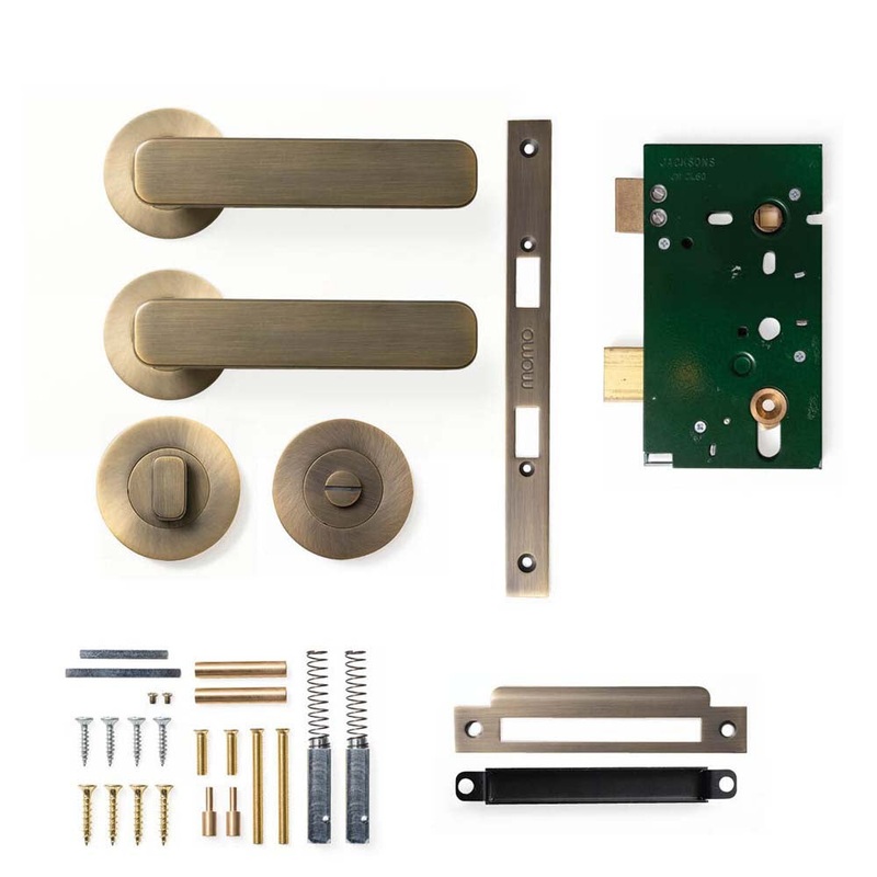 Momo Aspen Lever Mortice Privacy Set – Dark Brushed Brass