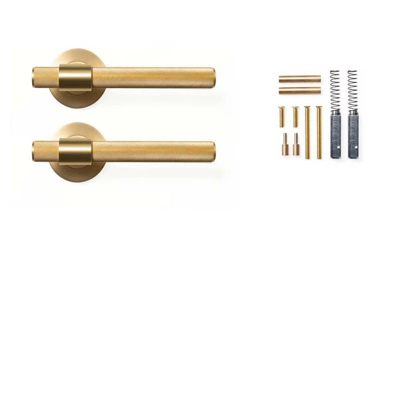 Momo Belgravia Knurled Lever Handle Set Brushed Satin Brass