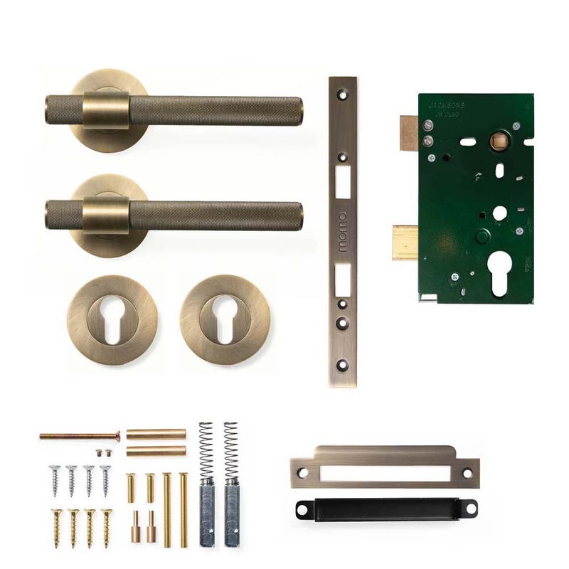 Momo Belgravia Knurled Lever Mortice Entrance Set Dark Brushed Brass