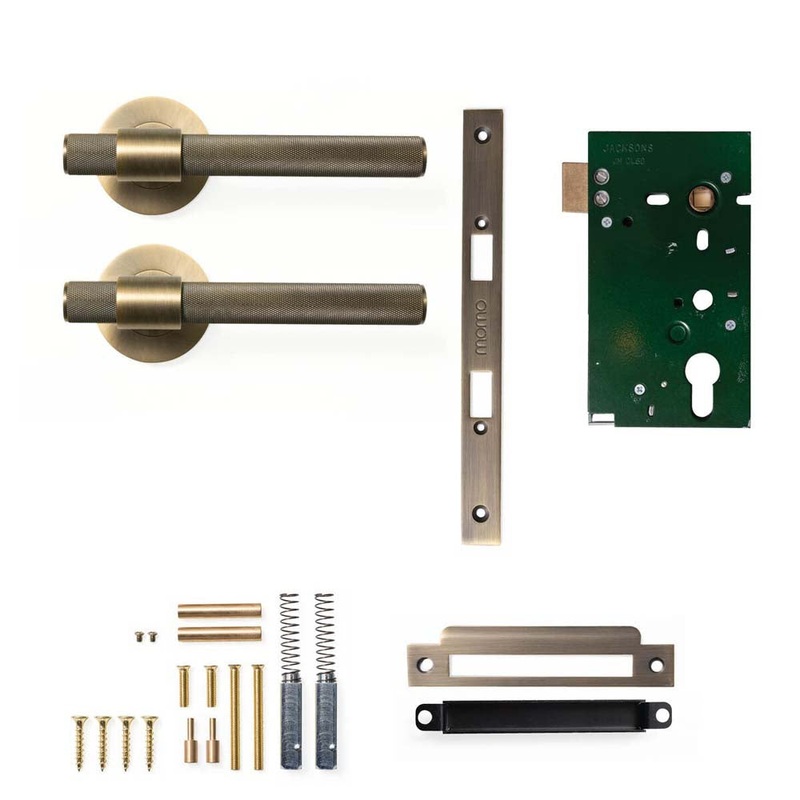 Momo Belgravia Knurled Lever Mortice Passage Set Dark Brushed Brass