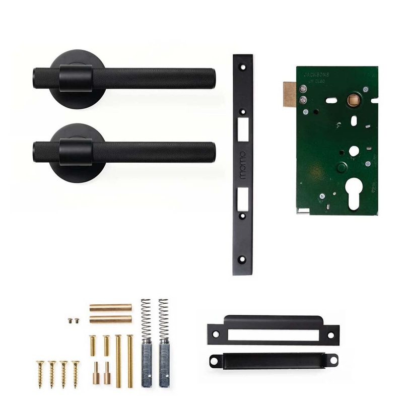 Momo Belgravia Knurled Lever Mortice Passage Set – Matt Black