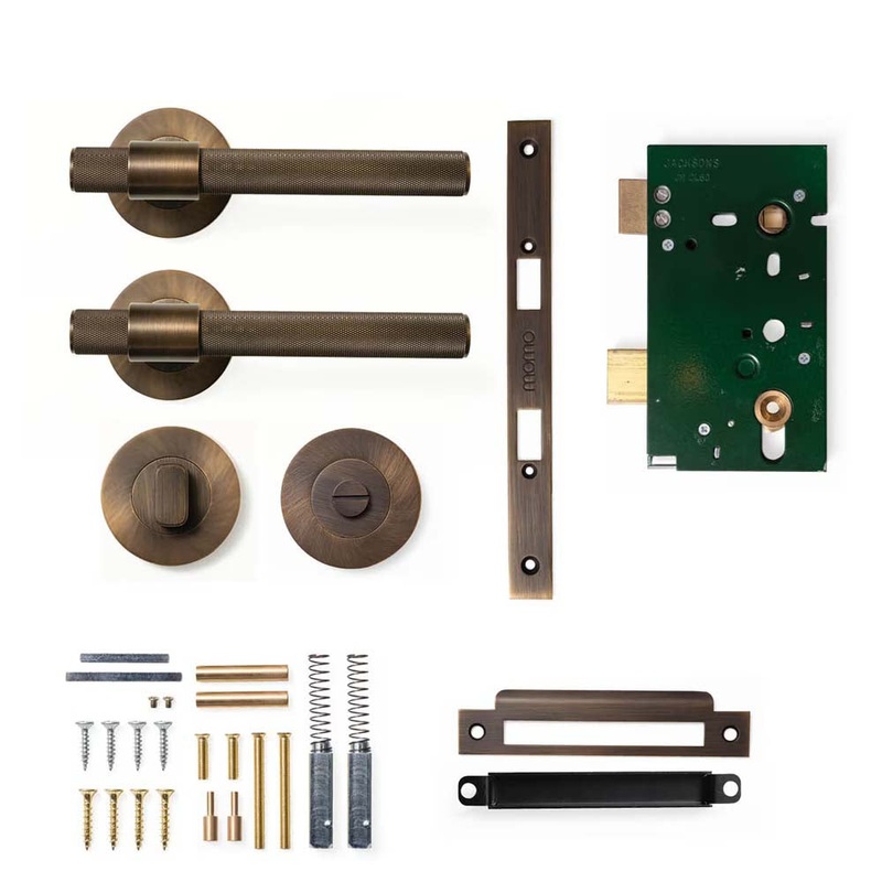 Momo Belgravia Knurled Lever Mortice Privacy Set – Bronze