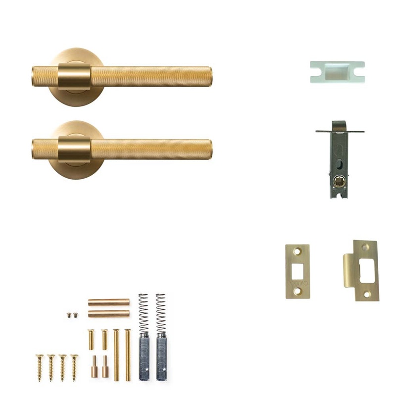 Momo Belgravia Knurled Lever Passage Set – Brushed Satin Brass