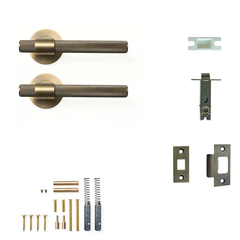 Momo Belgravia Knurled Lever Passage Set – Dark Brushed Brass