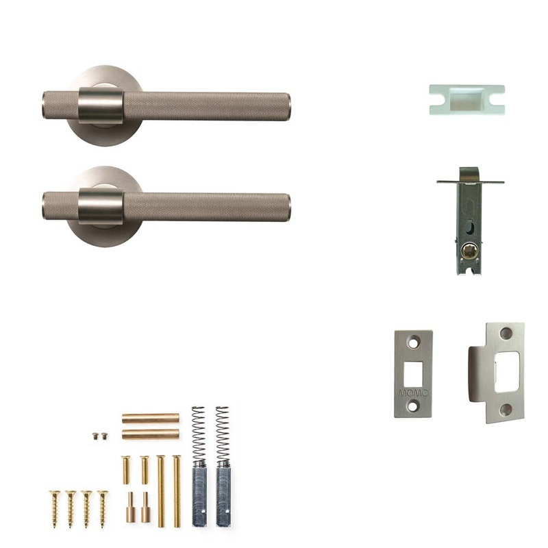 Momo Belgravia Knurled Lever Passage Set – Dull Brushed Nickel
