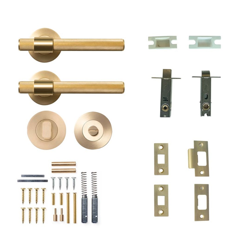 Momo Belgravia Knurled Lever Privacy Set – Brushed Satin Brass