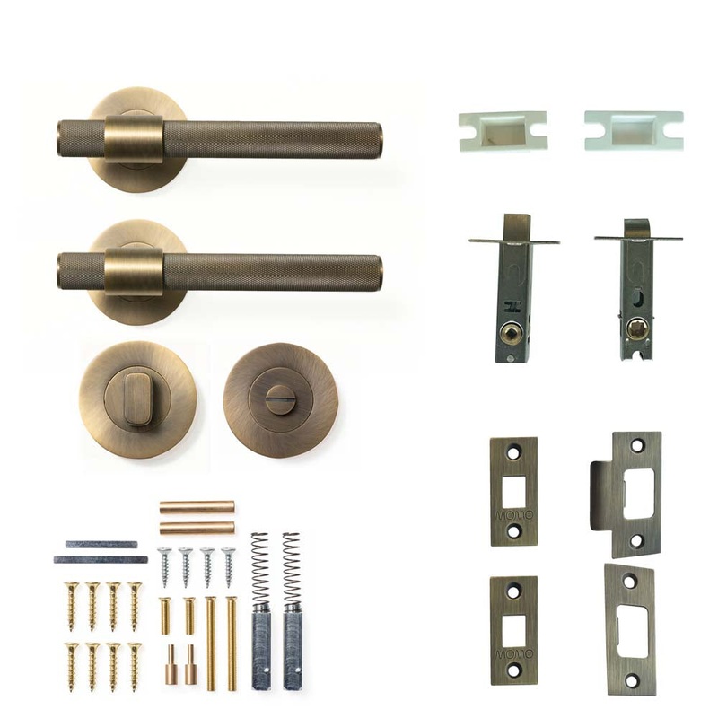 Momo Belgravia Knurled Lever Privacy Set – Dark Brushed Brass