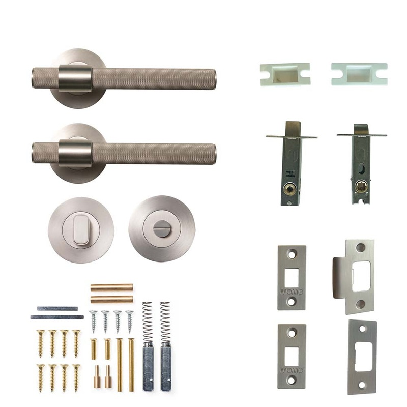 Momo Belgravia Knurled Lever Privacy Set – Dull Brushed Nickel