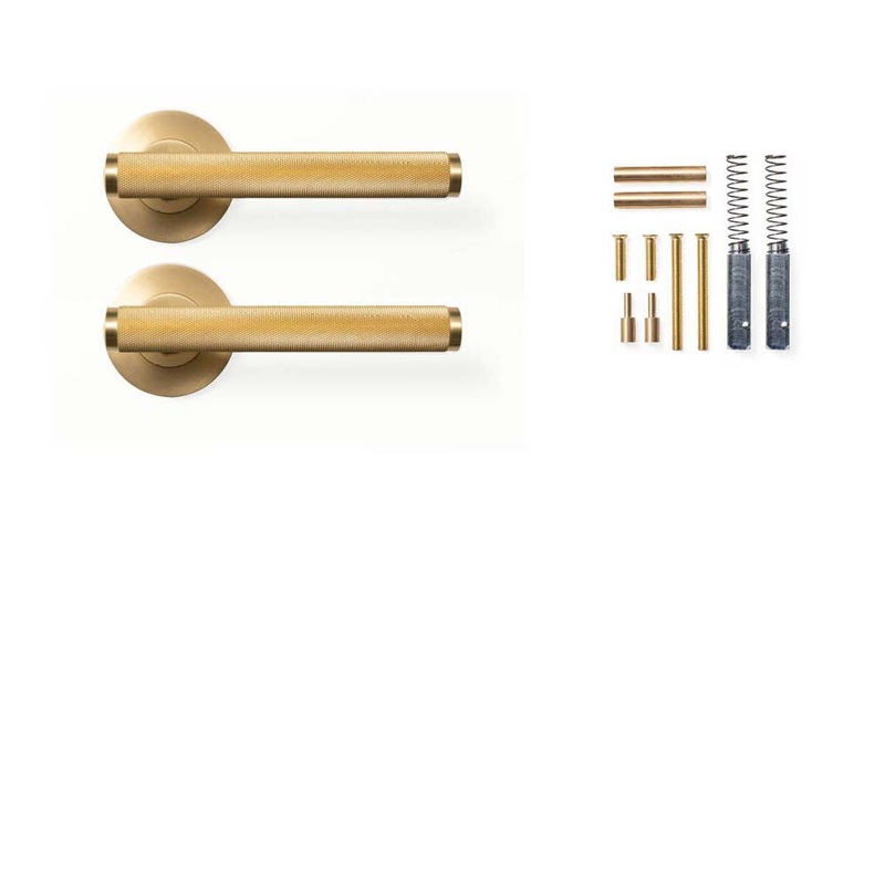 Momo Bellevue Knurled Lever Handle Set Brushed Satin Brass