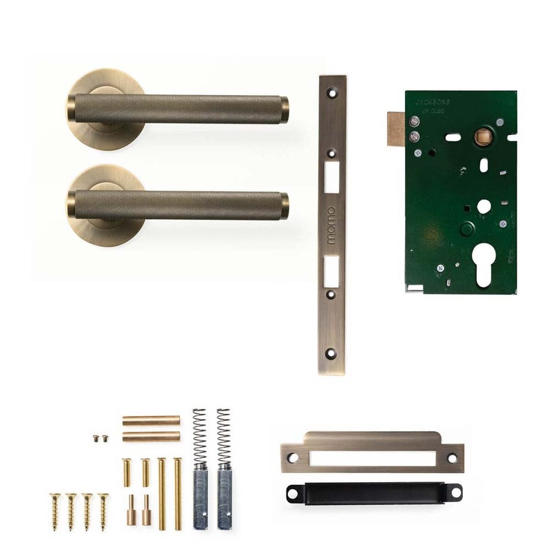 Momo Bellevue Knurled Lever Mortice Passage Set – Dark Brushed Brass